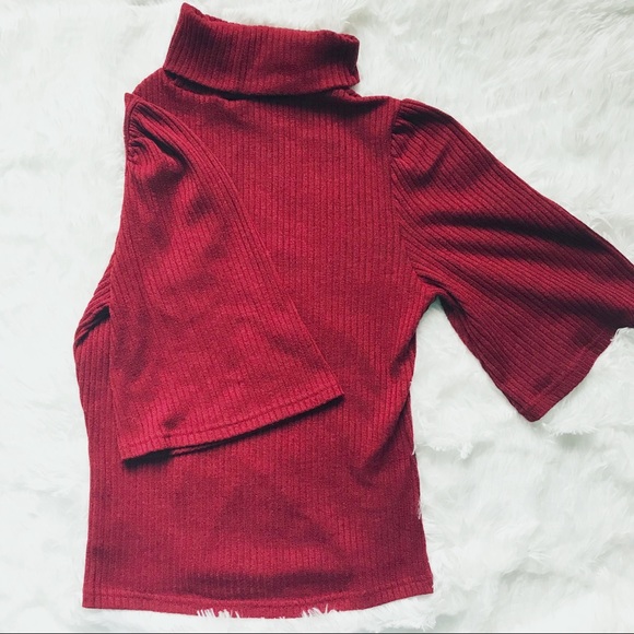 SHEIN Burgundy Red Turtleneck Sweater - Picture 2 of 6